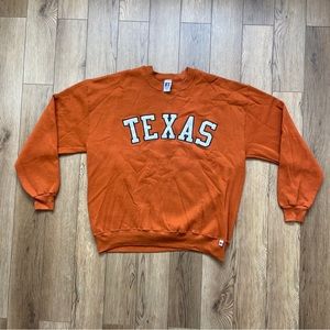 VINTAGE Texas Longhorns Sweater Mens 2XL Orange Russell Athletic Pullover Crew